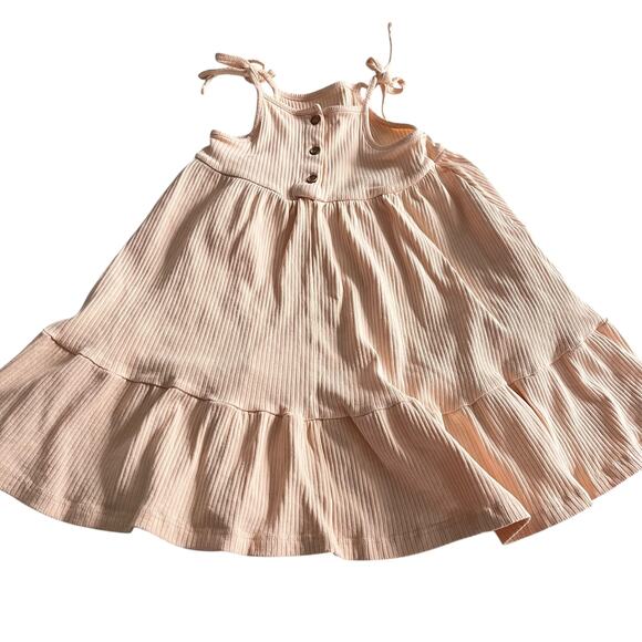 Tocoto Vintage Girls Light Peach Island Tour Ribbed Cotton Sundress size 2 - Picture 3 of 8